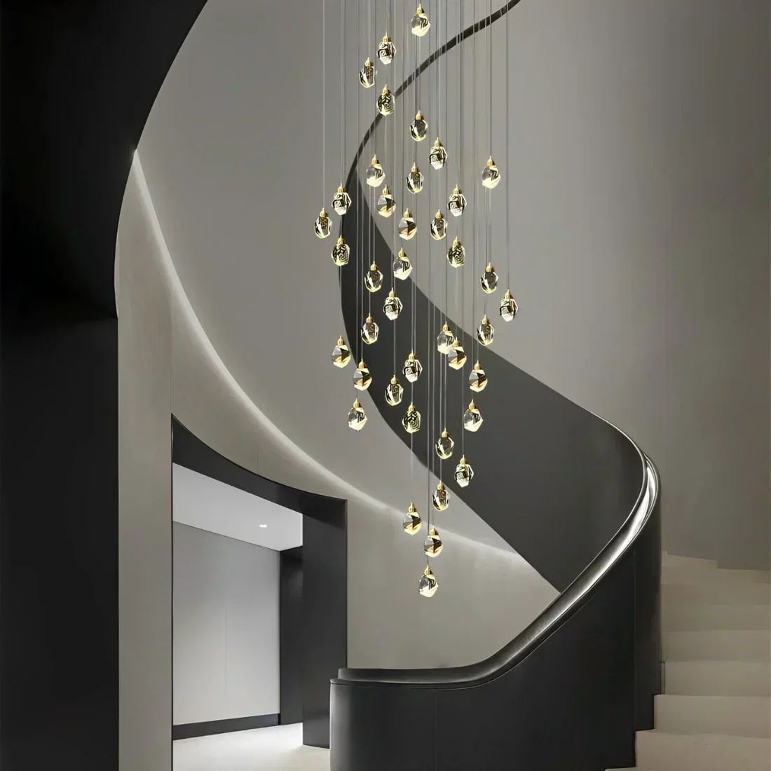 Angle Faceted Crystal Multi-Lights Cascade Chandelier - Image 10