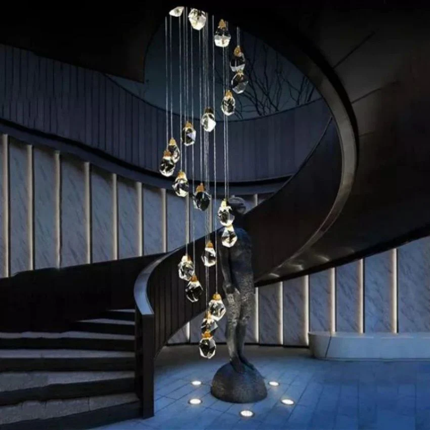 Angle Faceted Crystal Multi-Lights Cascade Chandelier - Image 11
