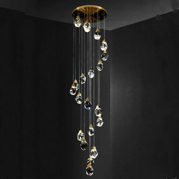 Angle Faceted Crystal Multi-Lights Cascade Chandelier - Image 16