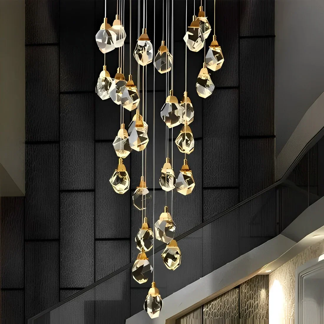 Angle Faceted Crystal Multi-Lights Cascade Chandelier - Image 7