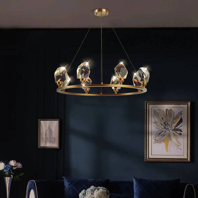 Angle Faceted Crystal Ring Chandelier - Image 4