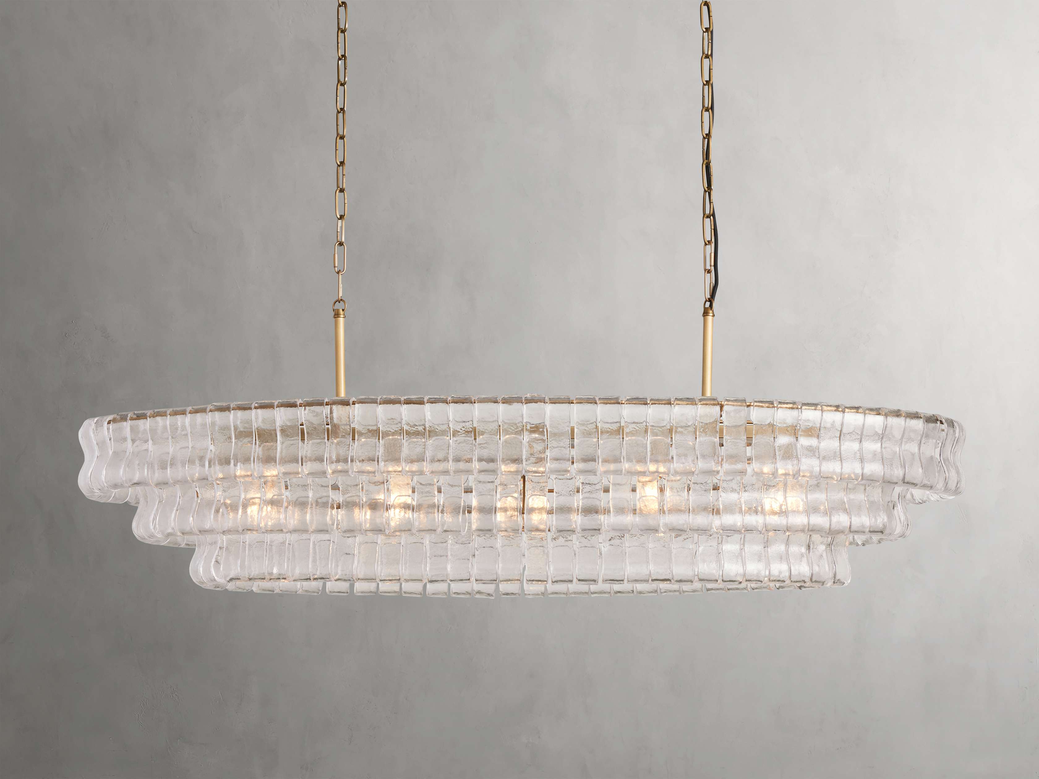 Ghiaccio Rippled Glass Oval Chandelier - Image 4