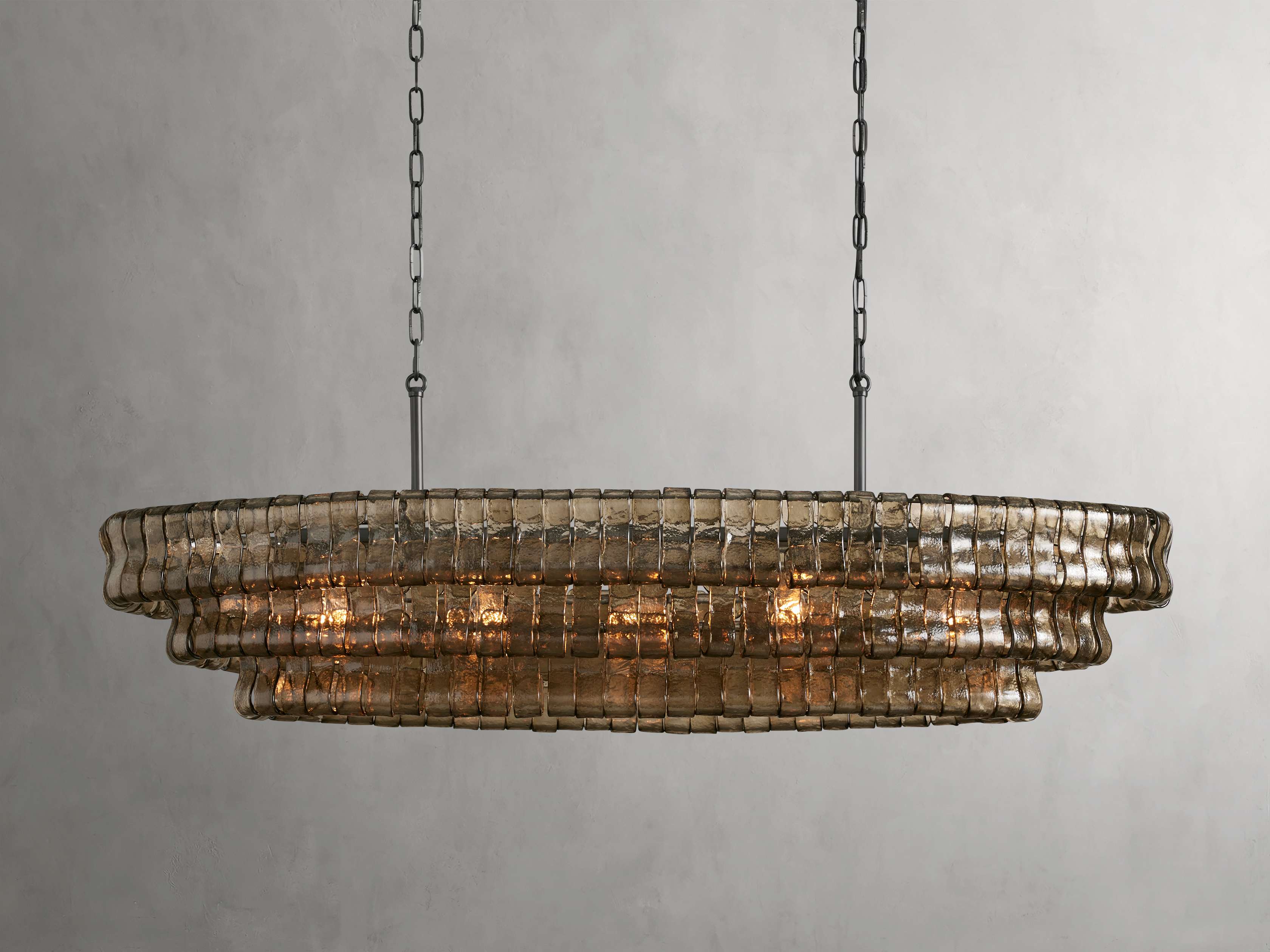 Ghiaccio Rippled Glass Oval Chandelier - Image 7