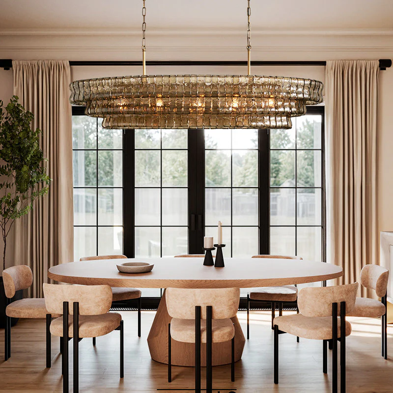 Ghiaccio Textured Glass Oval Chandelier - Image 7