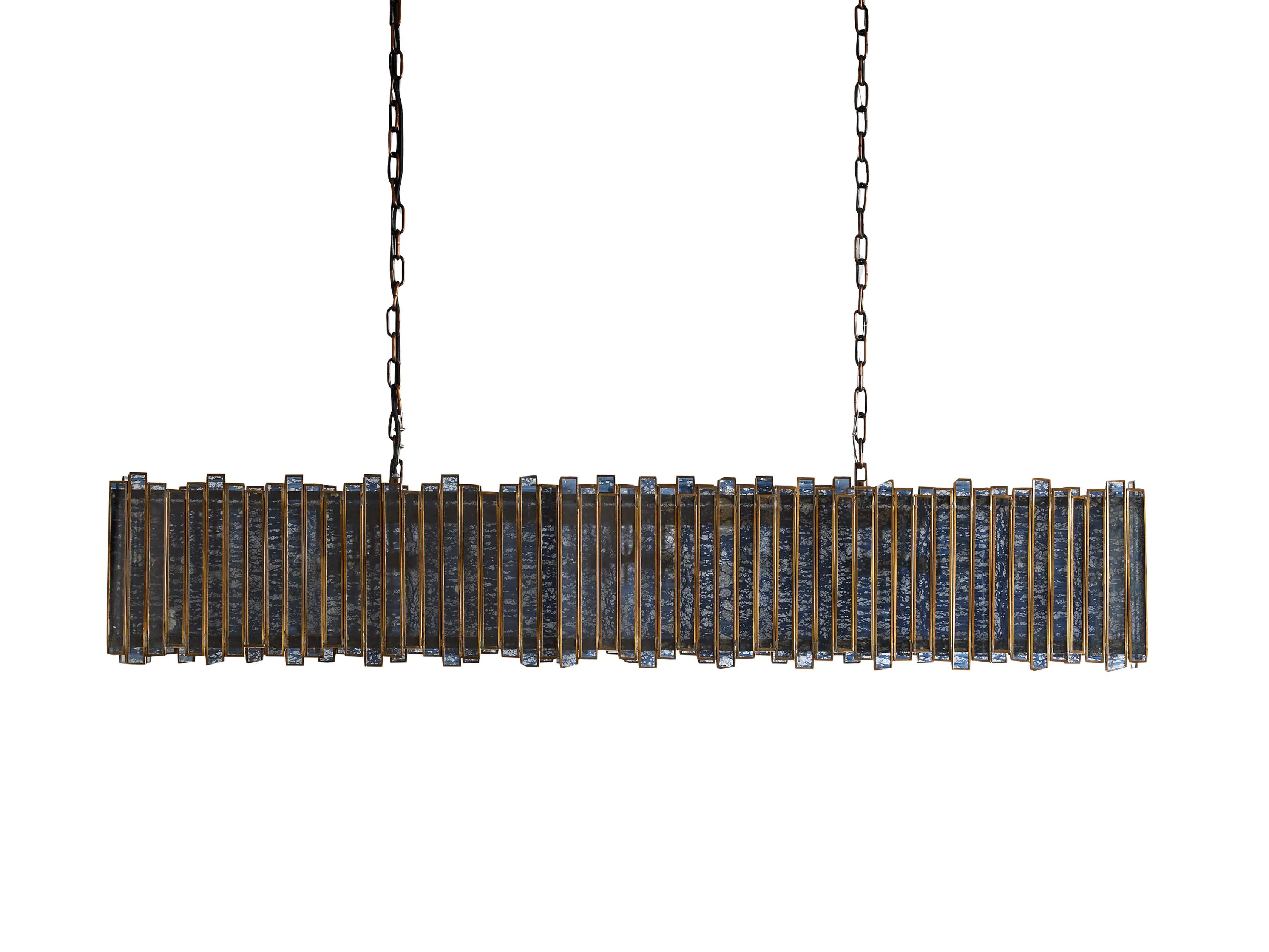 Laila Antiqued Glass Rectangular Chandelier - Image 5