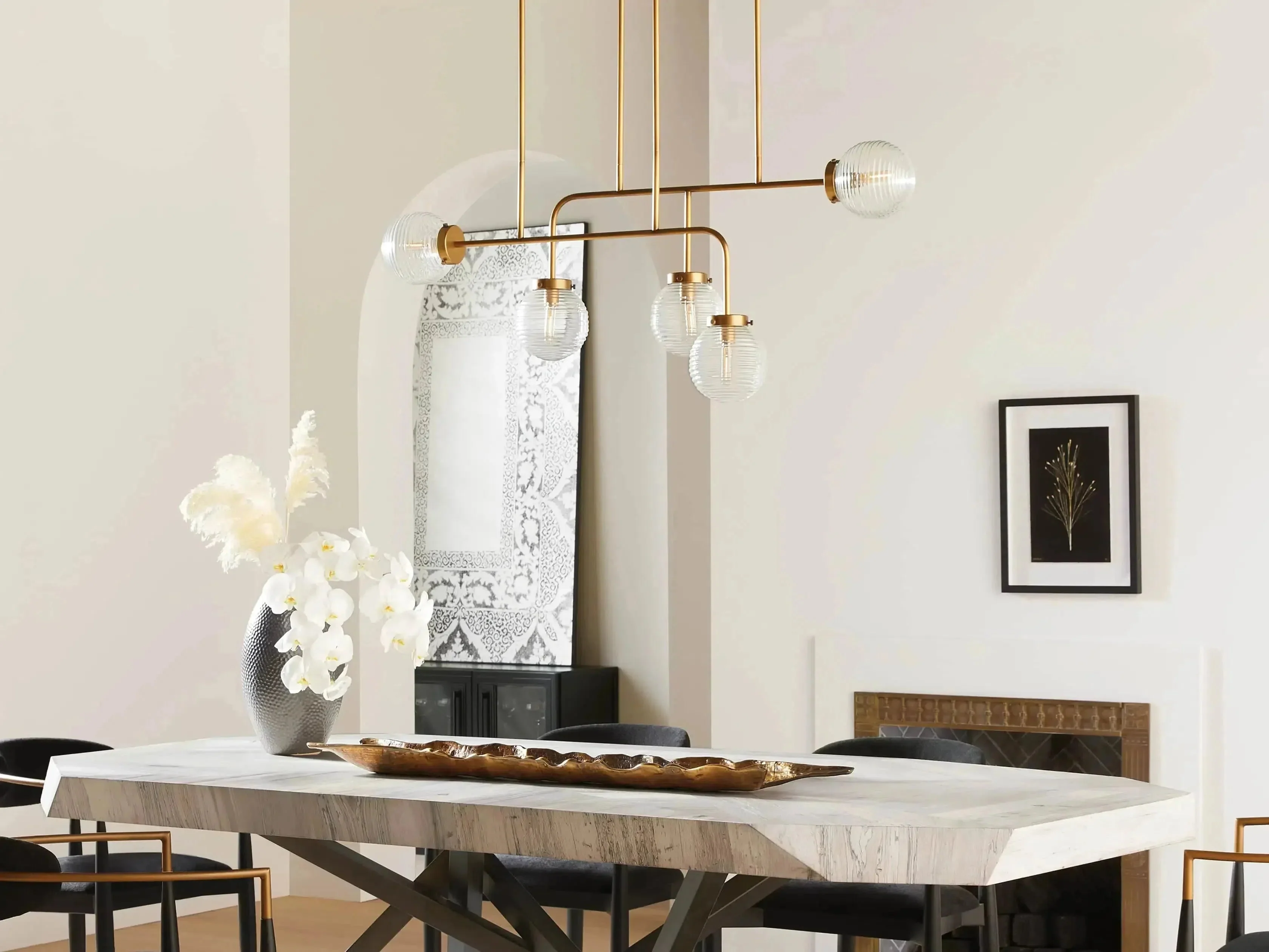 Sayre Ribbed Glass Linear Chandelier - Image 6