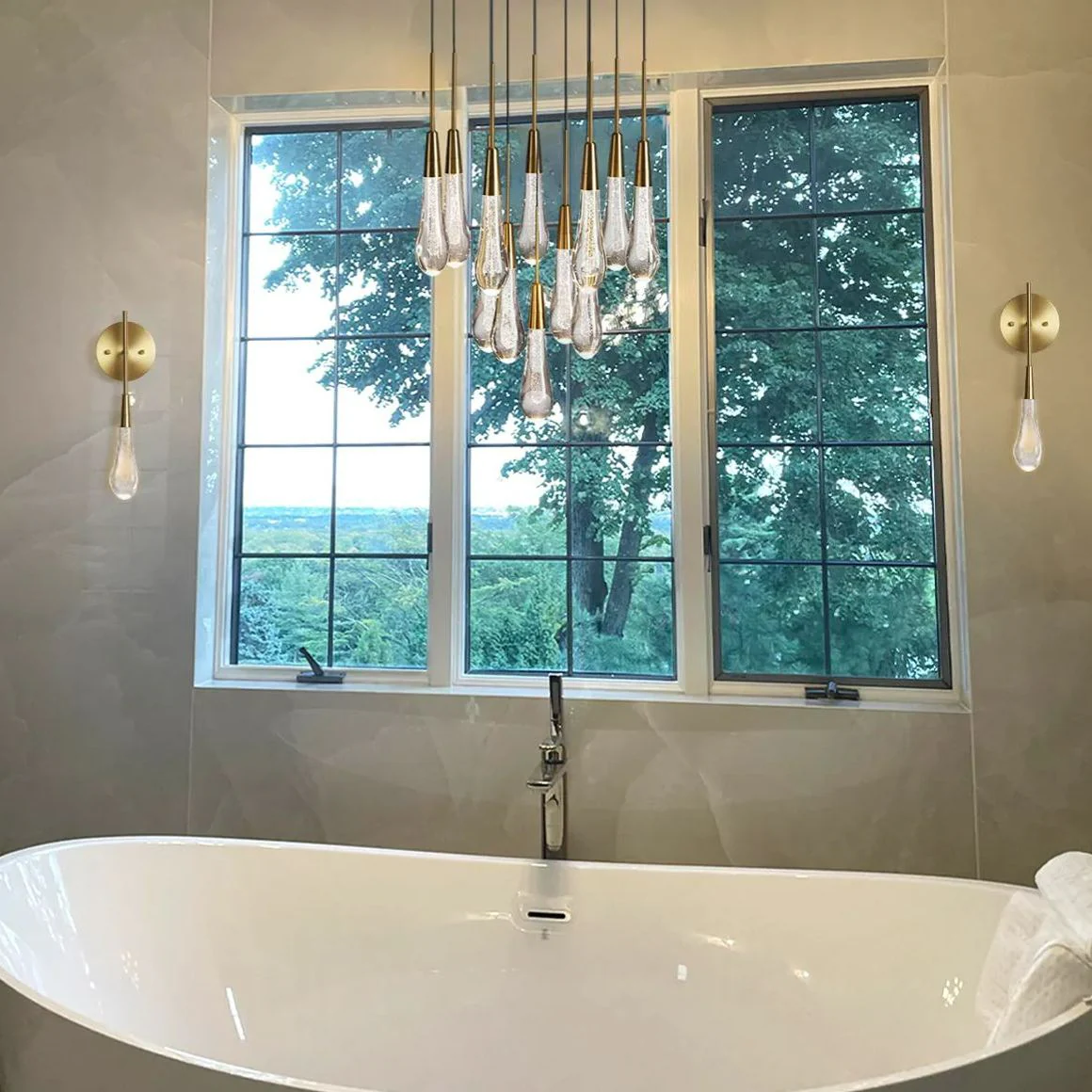 Soltaire Raindrop Glass Round Chandelier - Image 41