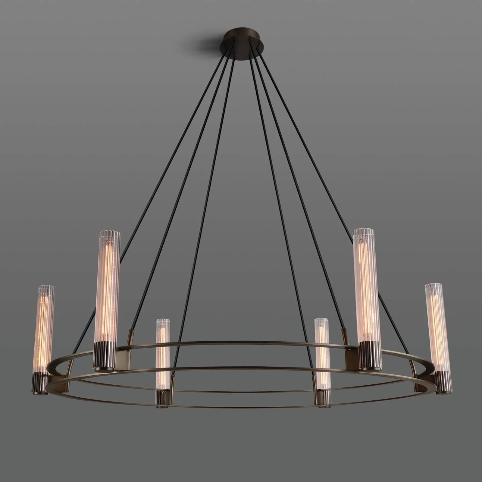 Vallon Etched Glass Round Chandelier